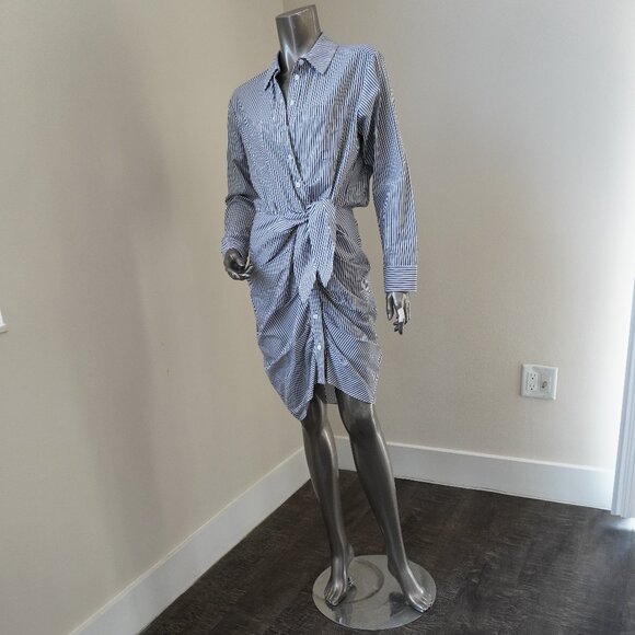 Veronica Beard Sierra Dress Cotton Shirt Dress White Gray Stripes Size 2 - Picture 2 of 7